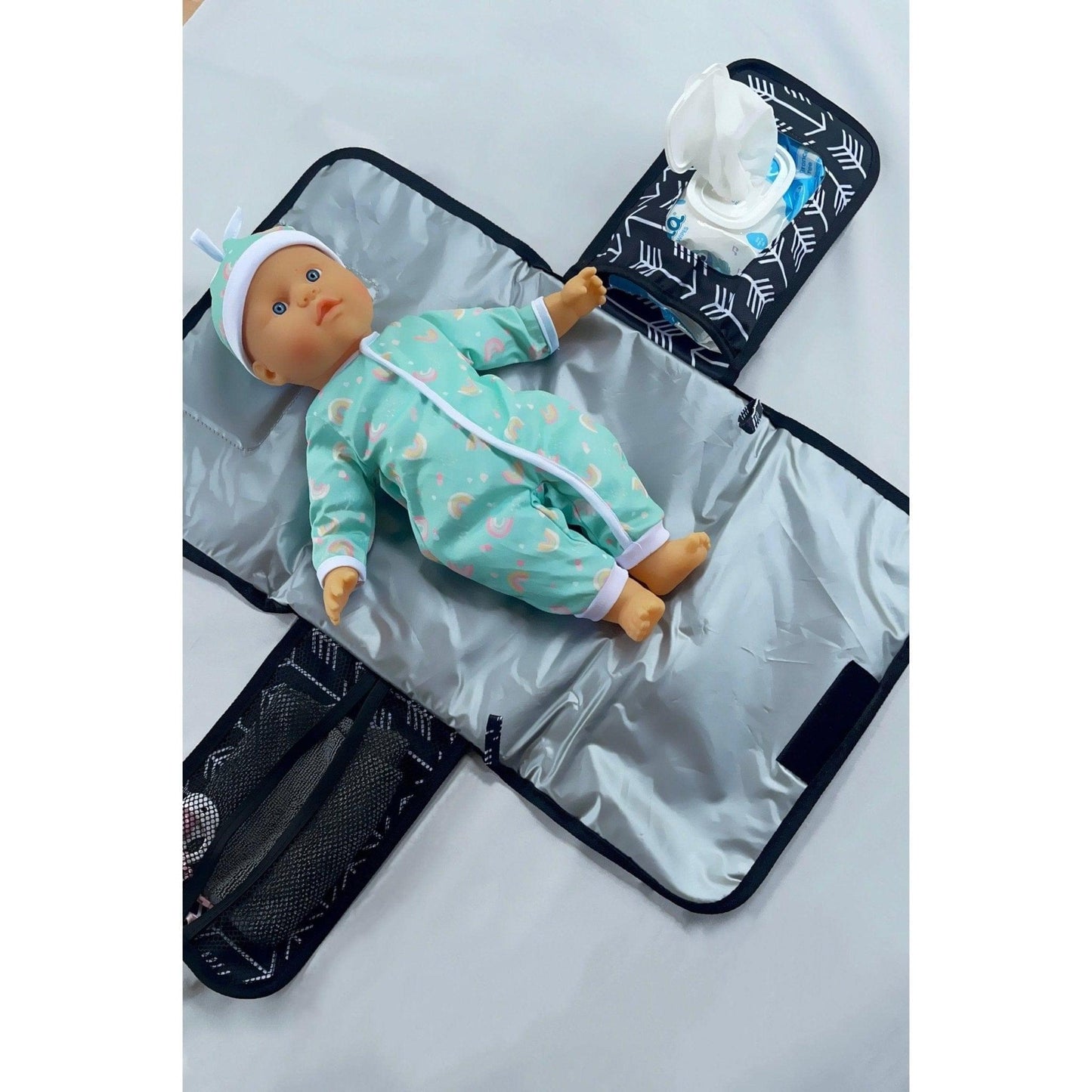 Portable baby bag and change mat all in one